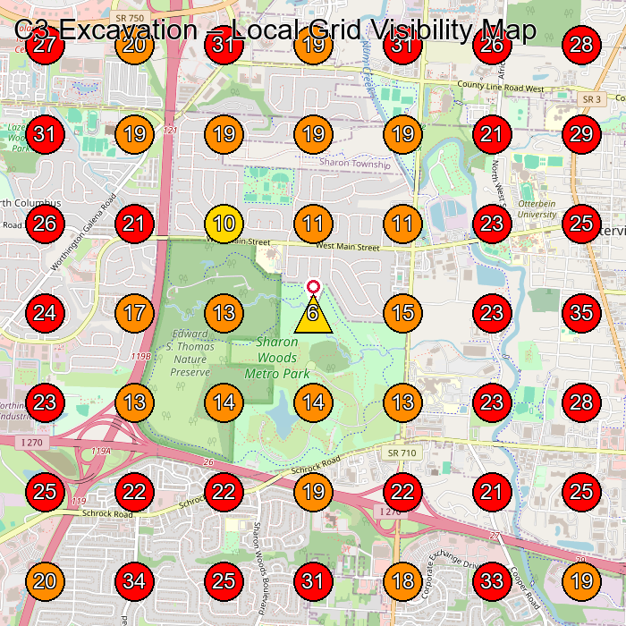 C3 Excavation GeoGrid visibility map for Excavating Contractor in Millersburg